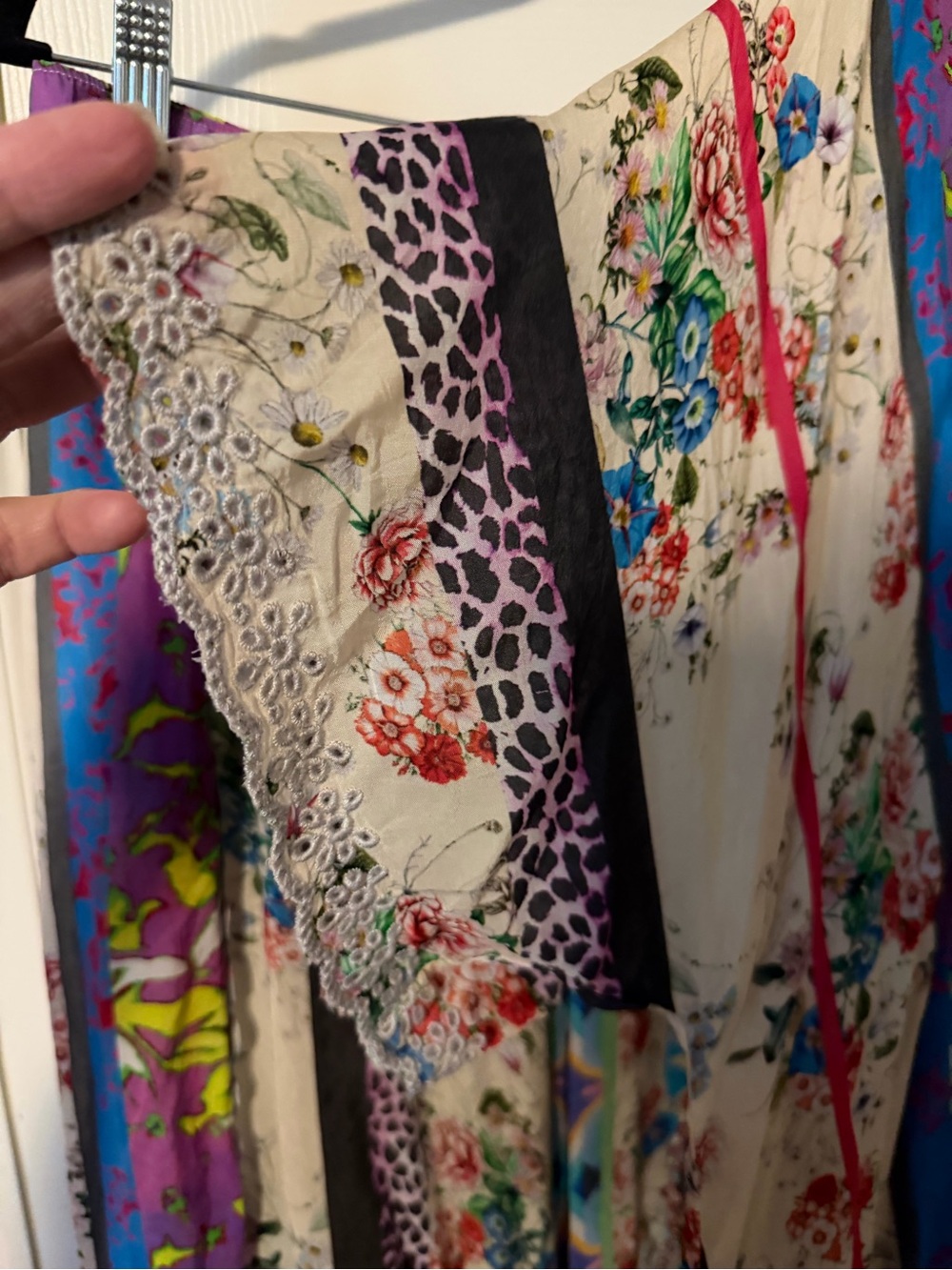 Johnny Was Multicolor Floral Boho Blouse and Skirt Set - Turquoise, Purple - Picture 7 of 10